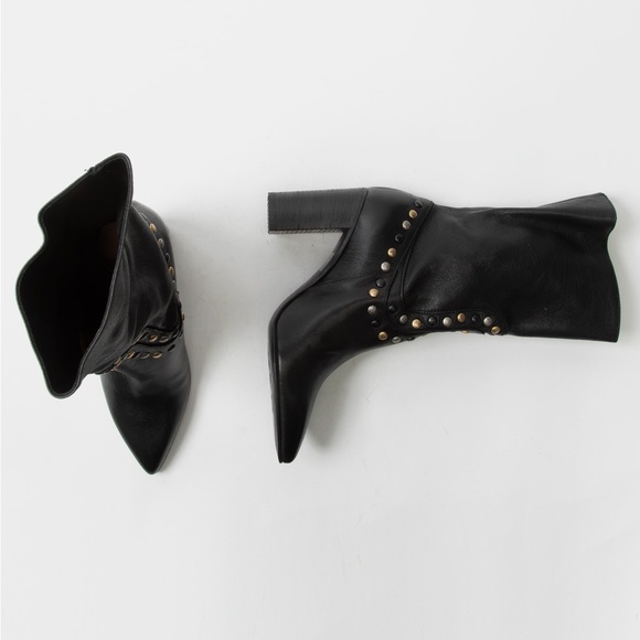 Free People Studded Dakota Heel Boots In Black Size 36 - Picture 12 of 12